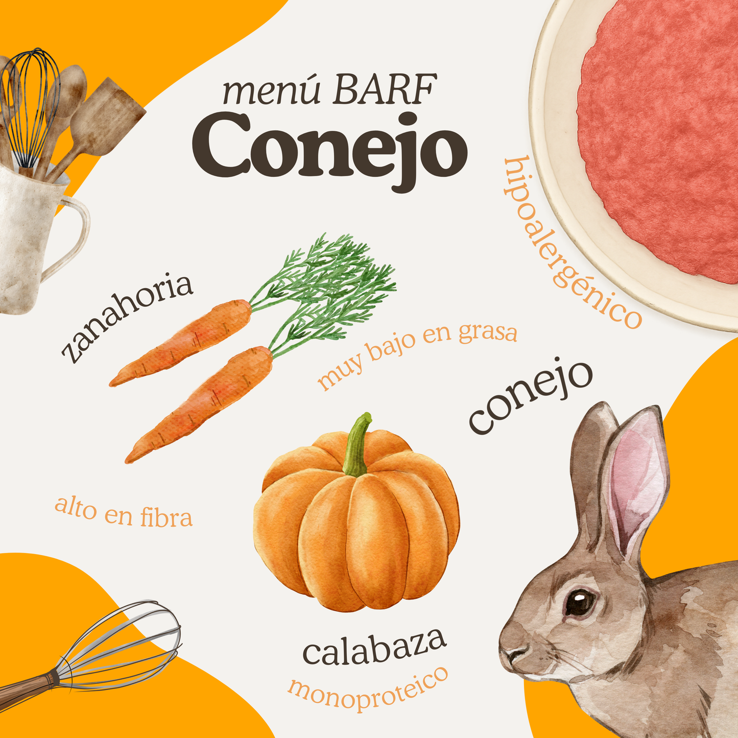 Menú BARF de conejo