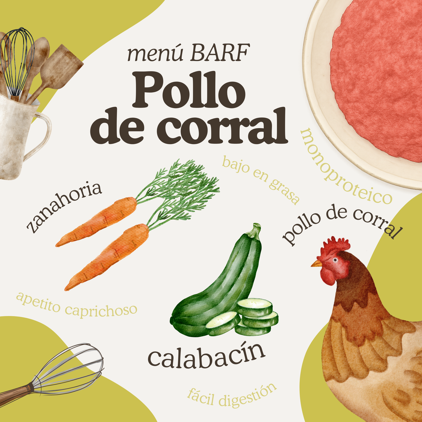 Menú BARF de pollo de corral