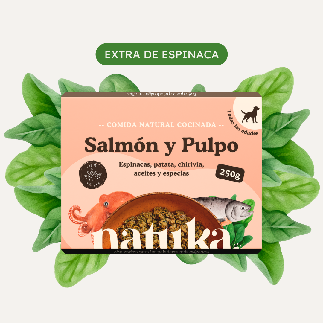 Menú COCINADO salmón y pulpo EDICIÓN LIMITADA CON EXTRA DE ESPINACAS.