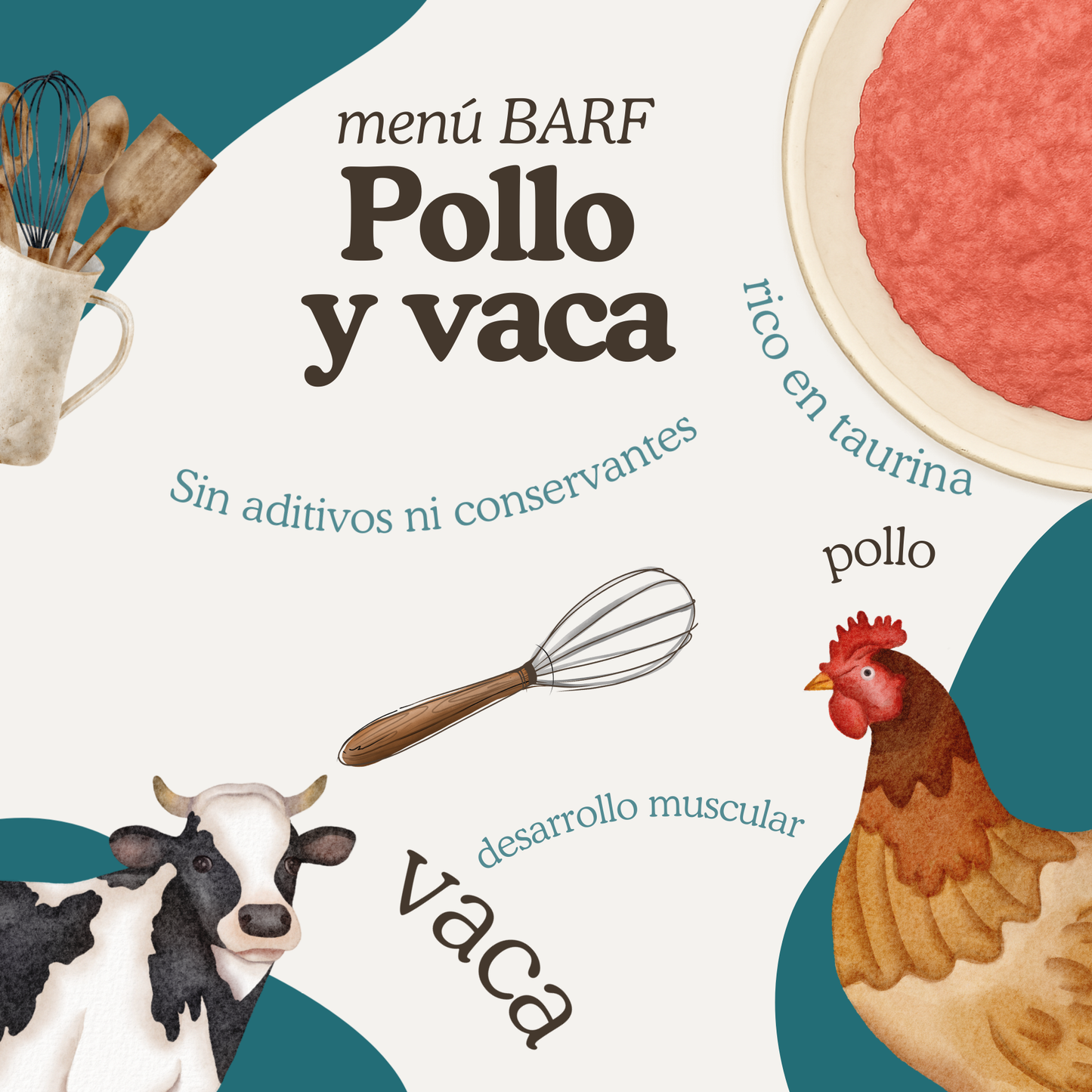 Menú BARF de gato de pollo y vaca