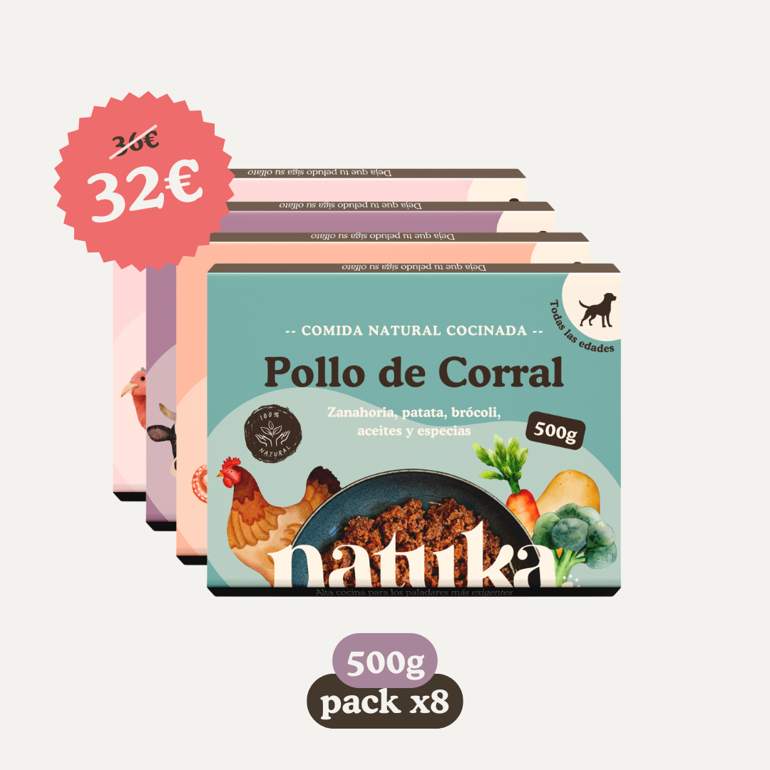 Pack de prueba menús cocinados para perros (8 unidades) - 500gr