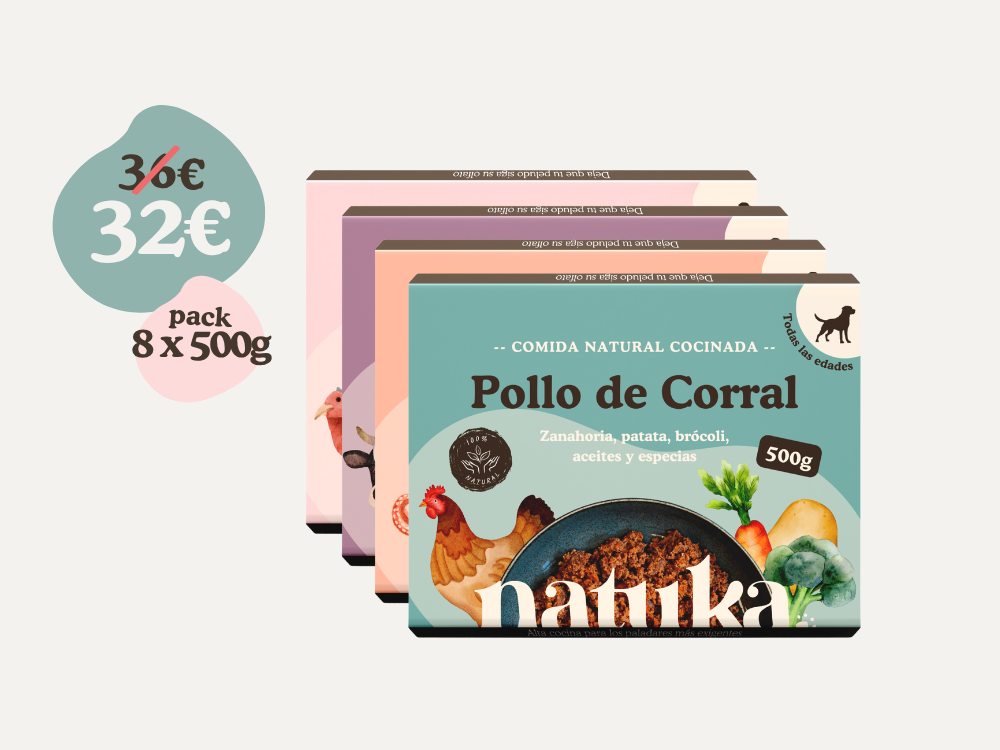 Pack de prueba menús cocinados para perros (8 unidades) - 500gr