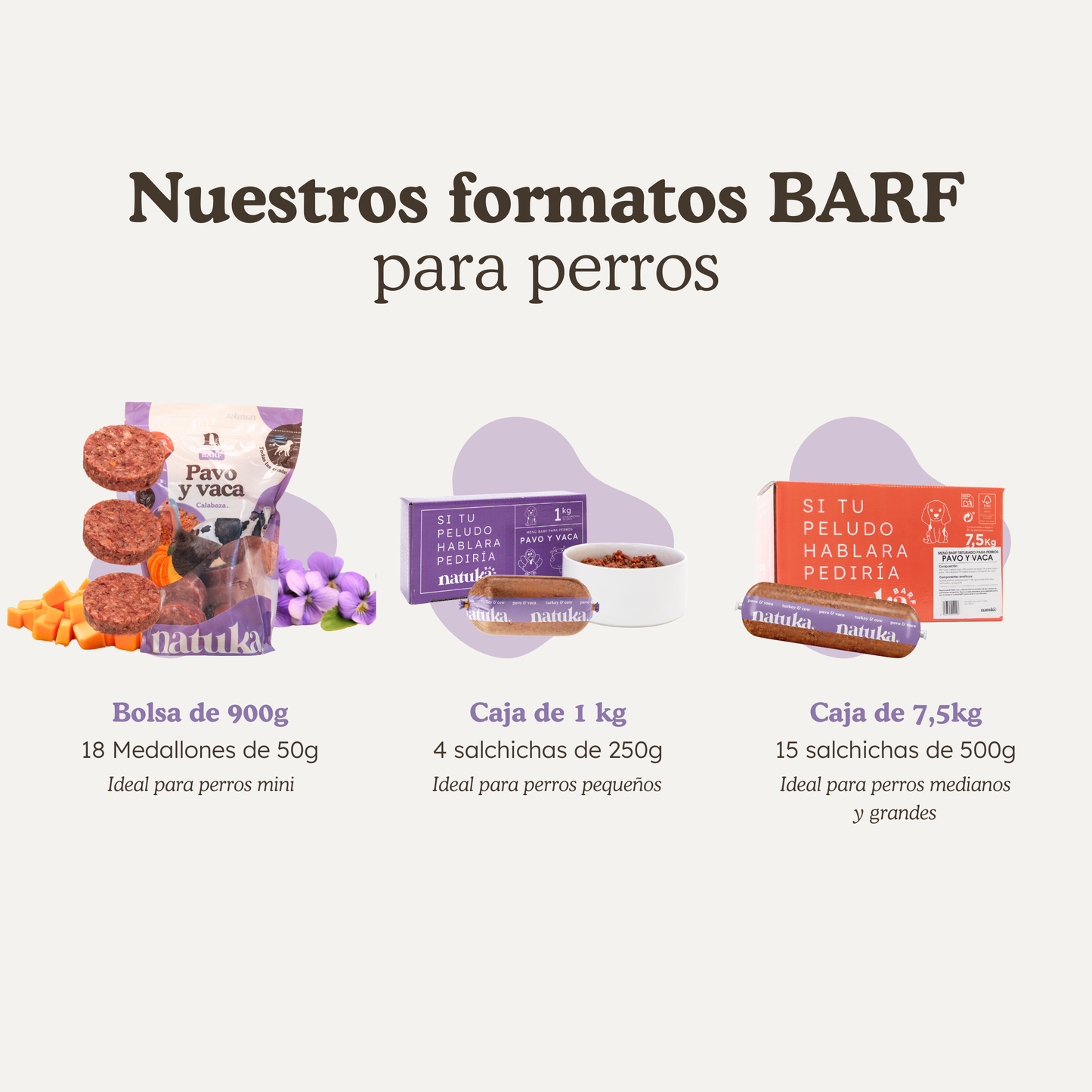 Menú BARF de pavo y vaca