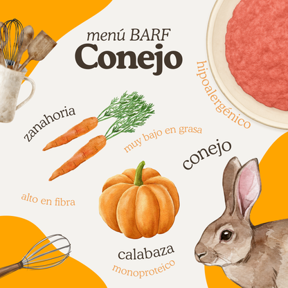 Menú BARF de conejo