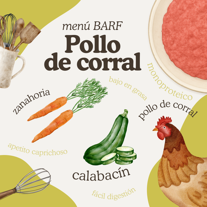 Menú BARF de pollo de corral