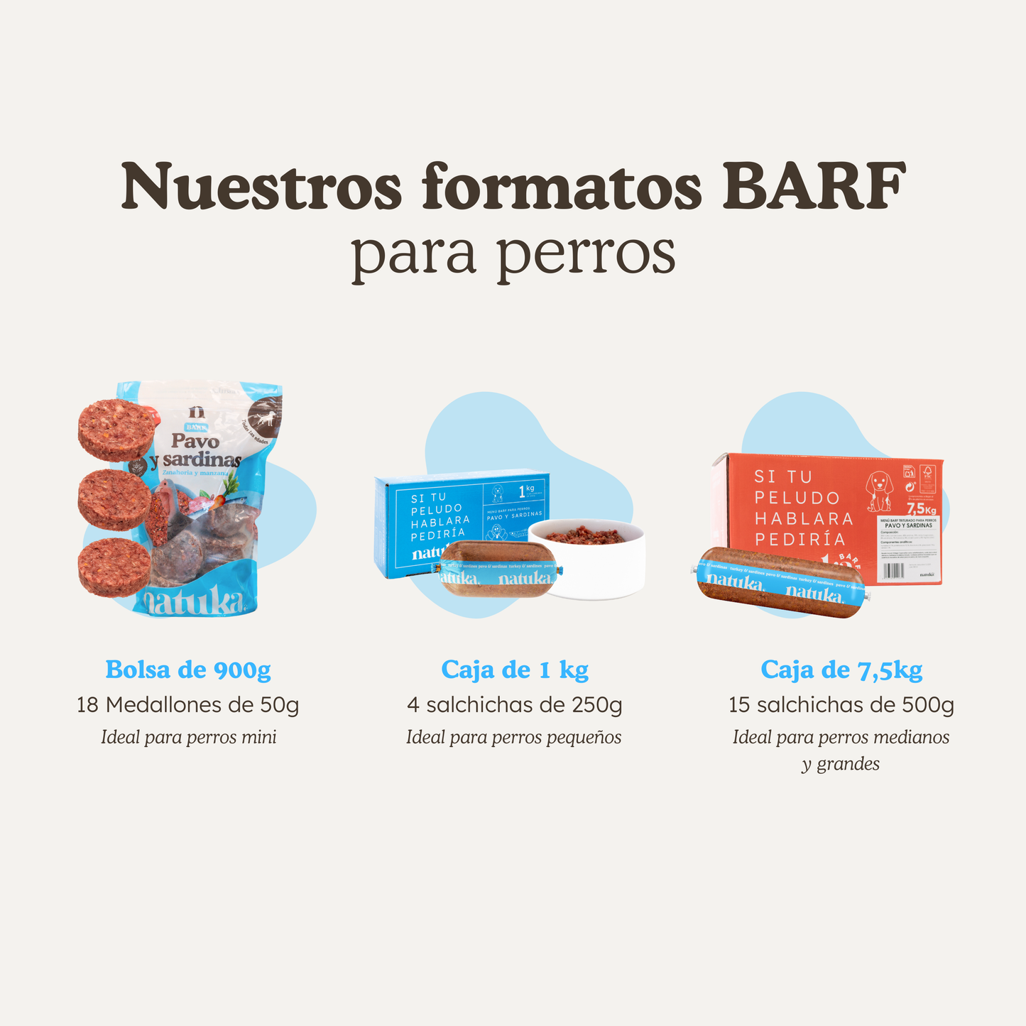 Menú BARF de pavo y sardinas