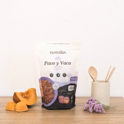 Menú BARF de pavo y vaca