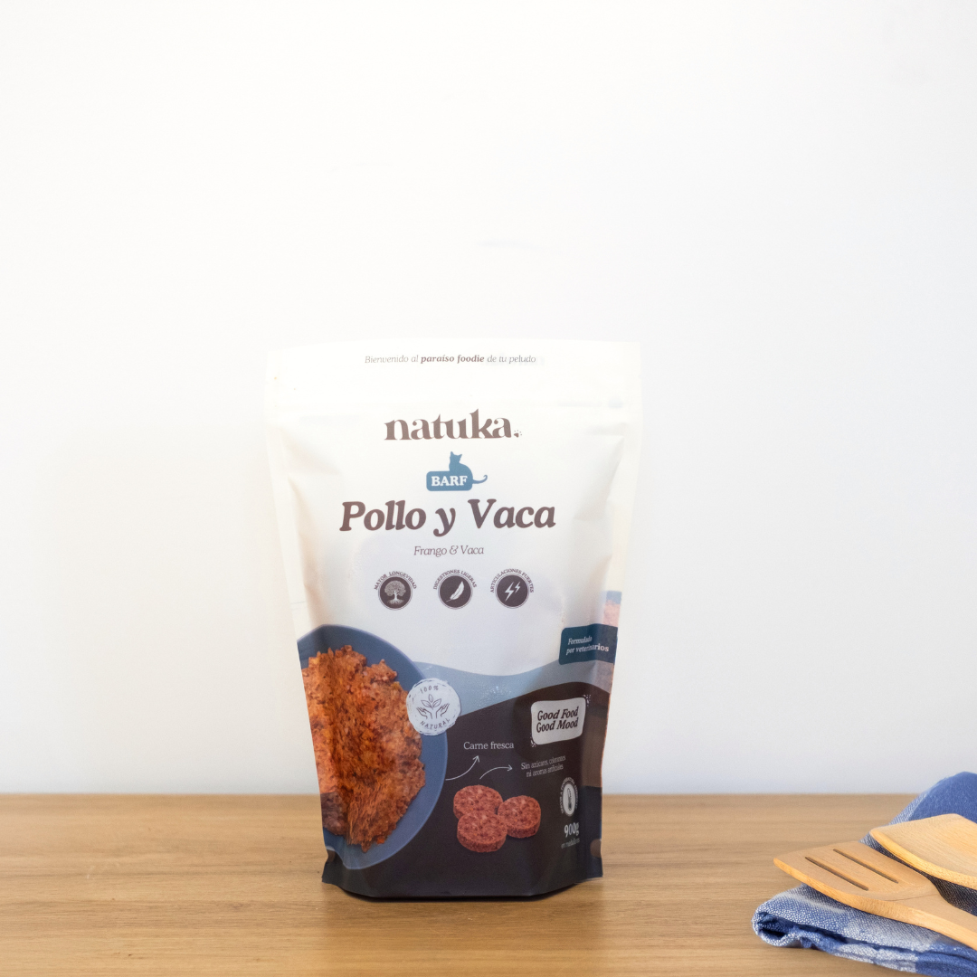 Menú BARF de gato de pollo y vaca