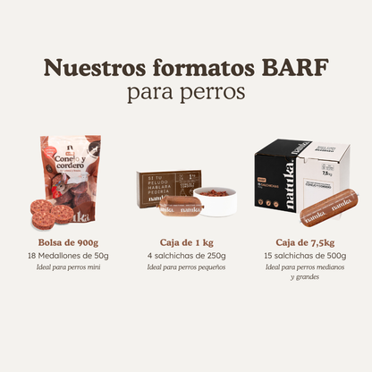 Menú BARF de conejo y cordero