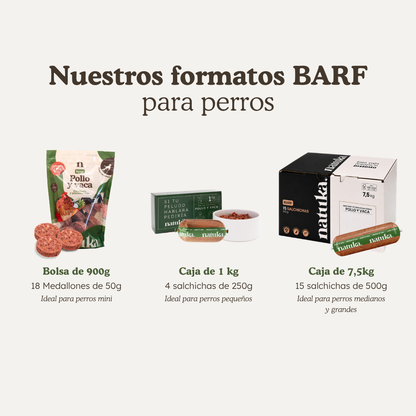 Menú BARF de pollo y vaca